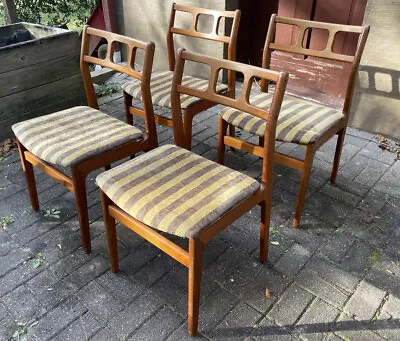 Mid Century Modern Danish D-Scan Teak Dining Chairs- Set Of 4 • $595