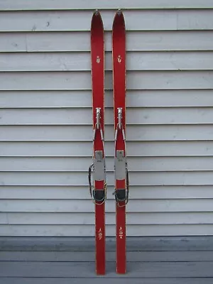 Great VINTAGE Old Wooden RED Snow Skis W/ Wire Bindings AUSTRIA Measures 71  • $149.98