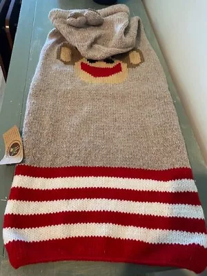 Chilly Dog Handmade Hand Knit Sock Monkey DOG Costume Sweater Hooded Fits XL NWT • $50