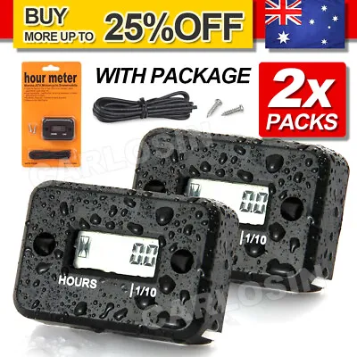 2x Waterproof Digital Hour Meter For Motorcycle Snowmobile Boat Dirt Gas Engine • $22.95