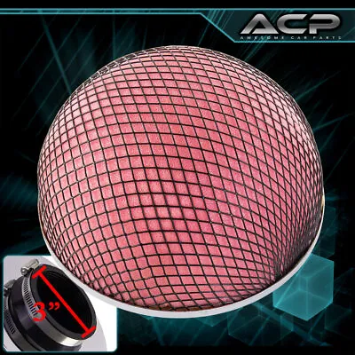 3  Mushroom Style Turbo Intake Red Microfoam / Black Mesh Cold Air Filter • $14.99