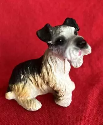 Vintage Miniature Schnauzer Dog Figure Black Gray & Tan 1.75  Tall Unmarked • $9.99