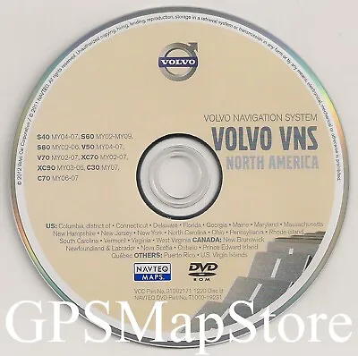 2002-2009 Volvo S60 VNS Navigation DVD Coverage U.S CAN Northeast Southeast Map • $139