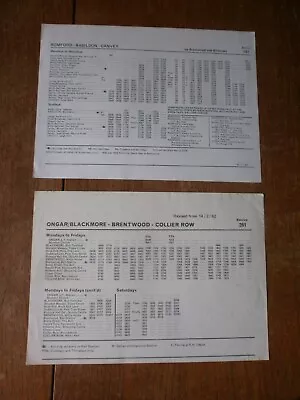 2 Eastern National Bus Stop Timetable Panels-Routes 151 & 261 1982/83 • £1.50