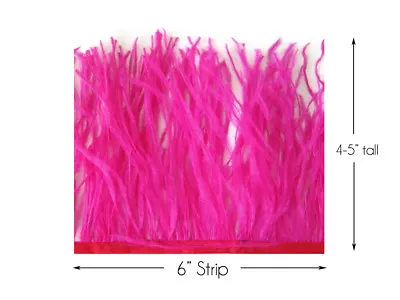 6 Inch Strip - Hot Pink Ostrich Fringe Trim Feather Millinery Carnival Supply • $7.73