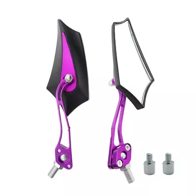 Universal Motorcycle Purple Rear View Mirrors 8mm 10mm Touring Dirt Bike Cruiser • $14.39