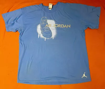 VINTAGE Nike Air Jordan Retro V 5 LS University UNC Blue Shoes: T Shirt Sz 2XL • $24.40