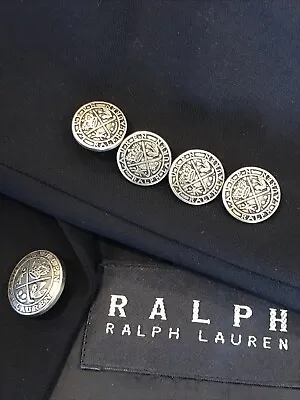 Ralph Lauren Sport Jacket Mens Navy Blue Silver Crest Buttons Blazer Size 52S • $169.99