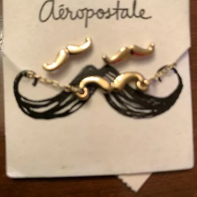 Aeropostale Mustache Earrings Necklace Set Retro Handlebar Charm Jewelry NWT  • $9.99