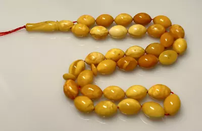 36  Grams Antique Natural Royal Kahraman Amber Islamic Rosary Prayer Beads. • $1400