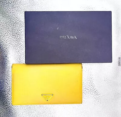 Prada Saffiano Wallet Yellow Authentic From Japan • $55