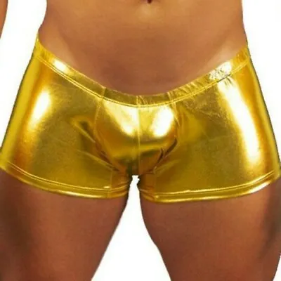 Sexy Lingerie Mens Underwear Metal  Tight Wet-Look Boxer Briefs Shorts Pants • $11.89