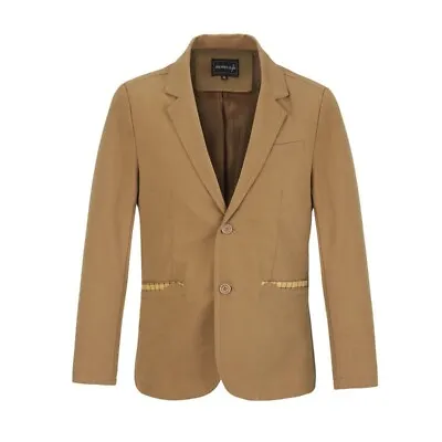 $53.84 • Buy Men's Lapel Collar Long Sleeves Suit Coats Cotton Casual Slim Fit Blazer Jacket