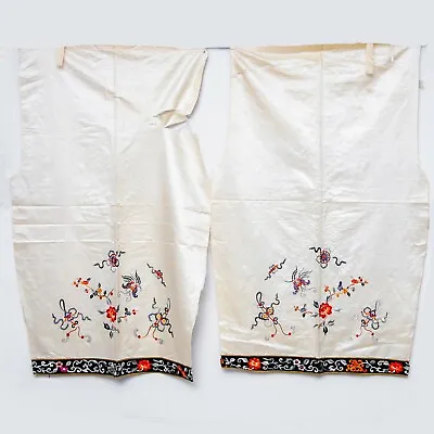 Antique Chinese Qing Dynasty Silk Embroidered Textile Jacket Robe Sleeves • $99