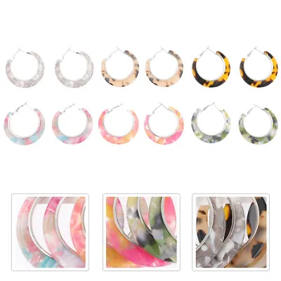 £7.54 • Buy 6 Pairs Resin Earrings Acrylic Earrings Tortoise Shell Earrings