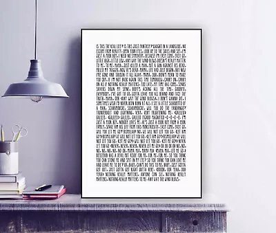 £7.99 • Buy Queen  Bohemian Rhapsody  Freddie Mercury Song Lyrics Typography Poster Print