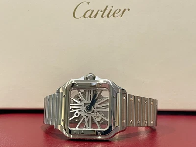 £19950 • Buy Whsa0015 Cartier Santos Skeleton Large Stainless Steel Mechanical Watch £19950