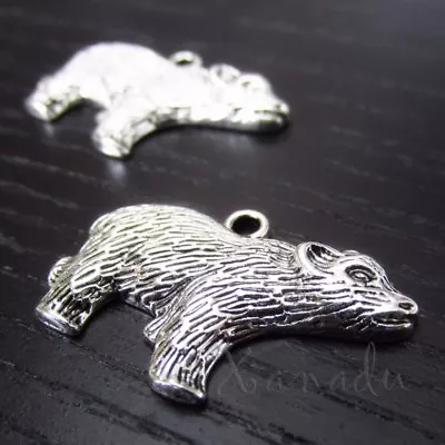 $4.50 • Buy Badger Charms - 29mm Antiqued Silver Plated Pendants C8893 - 10, 20 Or 50PCs