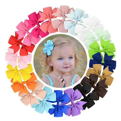 $3.95 • Buy 40Colors Hair Accessories Bows Girls Kids Baby Clips Toddler Ribbon Boutique New