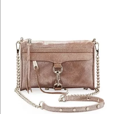 Rebecca Minkoff Pink Rose Gold MAC Leather Crossbody Bag Chain Strap • $85