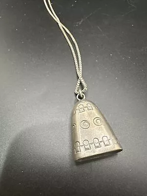 Vintage Native American Stamped Cow Bell Pendant On 28” Chain • $65