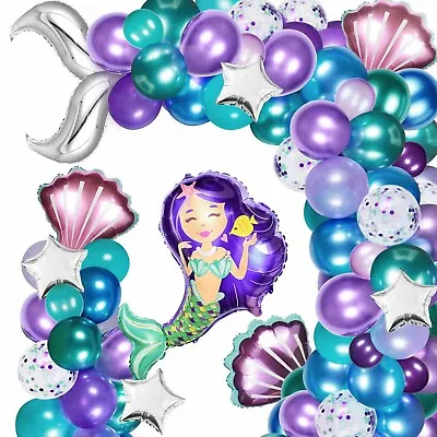 $19.99 • Buy Mermaid Balloon Garland Kit 138 Pcs With Metallic Balloons Tail Foil Balloons