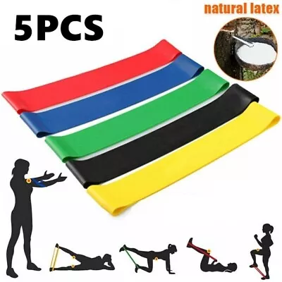 Set Of 5 Exercise Fitness Workout Band Gym Heavy Duty Resistance Yoga Bands Loop • $15.99