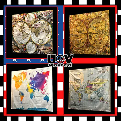 $12.45 • Buy Wall Hanging Decor Tapestry Hippie Modern Middle Ages World Map Bedspread Poster