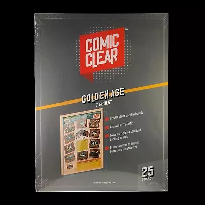 25-pack Of Crystal-Clear Comic Clear Backing Boards - Golden Age Size • $32.99