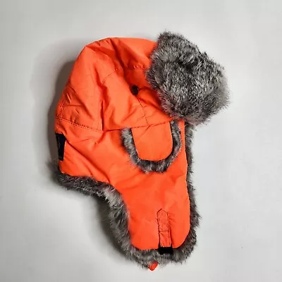 Mad Bomber Natural Rabbit Fur Blaze Orange Hunter Trapper Winter Hat Size Medium • $29.96