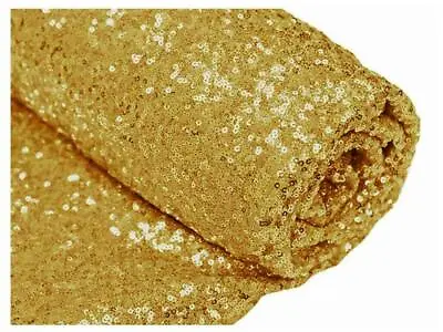 £1.09 • Buy Gold 3mm Sequin Fabric Sparkly Bling Material 2W Stretch 130cm Wide Metre