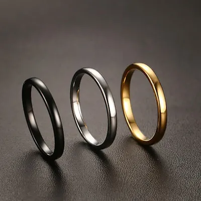 Fashion 2MM Tungsten Men Wedding Ring Slim Engagement Band Promise Eternity Gift • £7.18