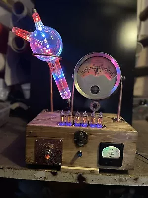 Nixie Clock IN-14 Retro Steampunk. Vintage X-Ray Tube With 27 RGB’s + Dekatron • $1004.44