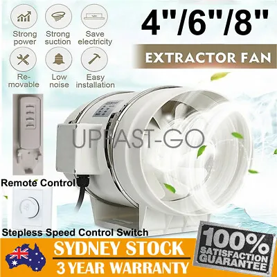 Upgrade Extractor Fan 4/6/8  Inch Duct Hydroponic Inline Exhaust Vent Industrial • $44.99