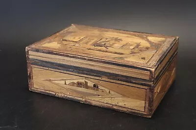 19th Century Straw Marquetry Folk Art Sewing Box Box Set • $128.76