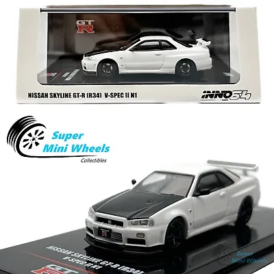 INNO64 1:64 Nissan Skyline GT-R R34 V-Spec II N1 (White With Carbon Hood) • $22.99