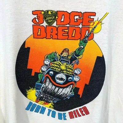 Vintage Judge Dredd T-Shirt 1989 Surge Comic Fleetway Medium 'Born To Be Riled' • $249.99