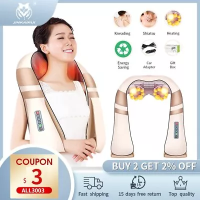 U Shape Electrical Shiatsu Body Shoulder Neck Massager Back Infrared 4D Massage • $146.92