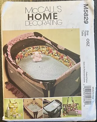 McCalls Pack Play Pen Bassinet Fitted Sheet Bumpers Pad Diaper Bag Pattern M5829 • $4.99