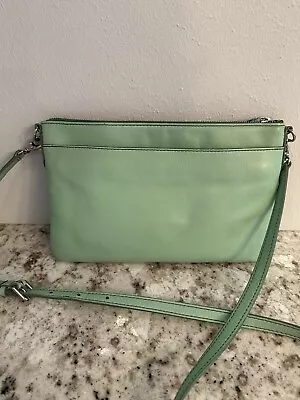 Fossil Mint Green Leather Zip Top Crossbody Handbag Purse Nice! • $24.99