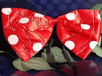 AUTHENTIC DISNEY LG MICKEY Red White Polka Dot LIGHT UP Bow Tie 10 X 6  Costume • $12.99