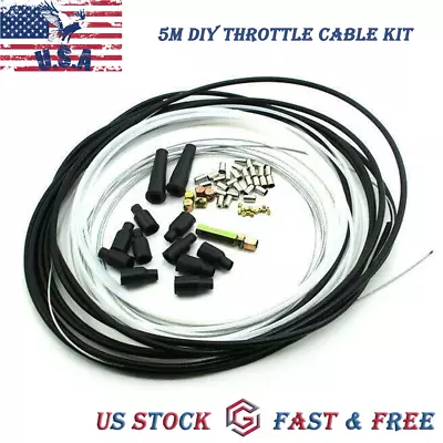 5 Metres Motorcycle Diy Throttle Cable Kit Nipples Ferrules For Pit Dirt Bike 1X • $15.59