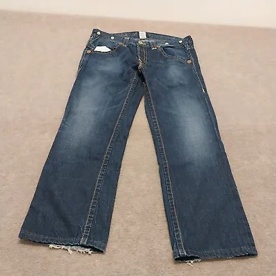 True Religion Mens Size 36 Blue Dark Wash Denim Straight Leg Jeans • $34.88