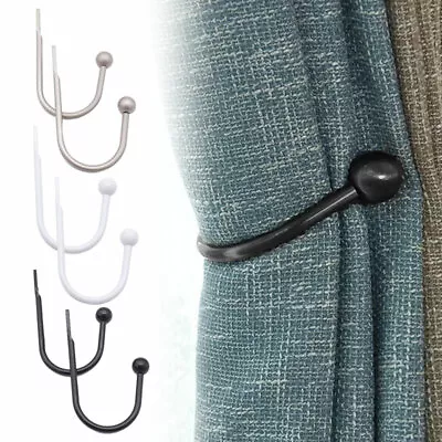 2Pcs Curtain Hold Backs Metal Tie Stylish Arm Style Hook Loop Holder U Shaped • £8.99