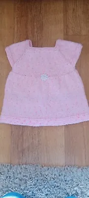 Hand Knitted Pink Baby Dress • £5
