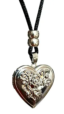 Heart Rose Locket Necklace 30mm Keepsake Prayer Photo Hair Baby Lock Gift Uk • £6.49