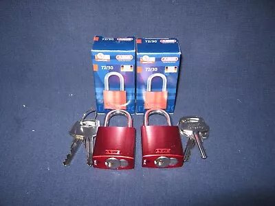 Two {2} Abus 72/30 Ka Lockout Keyed Alike Red Padlocks-free Ship-bin 4 • $14.95