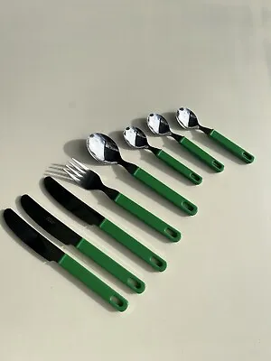 Elofhans Retro Stainless Steel Set Of 8 Pieces Cutlery Flatware RARE Green. • $84.95