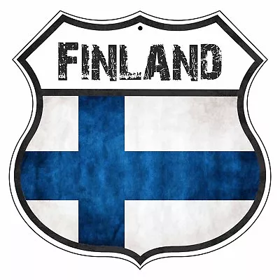 Finland Country Flag Novelty Highway Shield Aluminum Metal Sign • $14.99