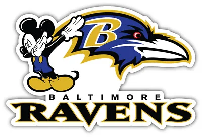 Baltimore Ravens Mickey Mouse NFL Sport Car Bumper Sticker Decal ''SIZES'' • $3.75